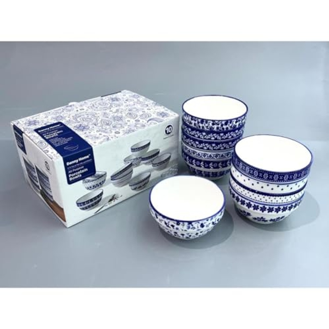 طقم أطباق بورسلين دانى هوم - 10 قطع - أزرق - SE-017