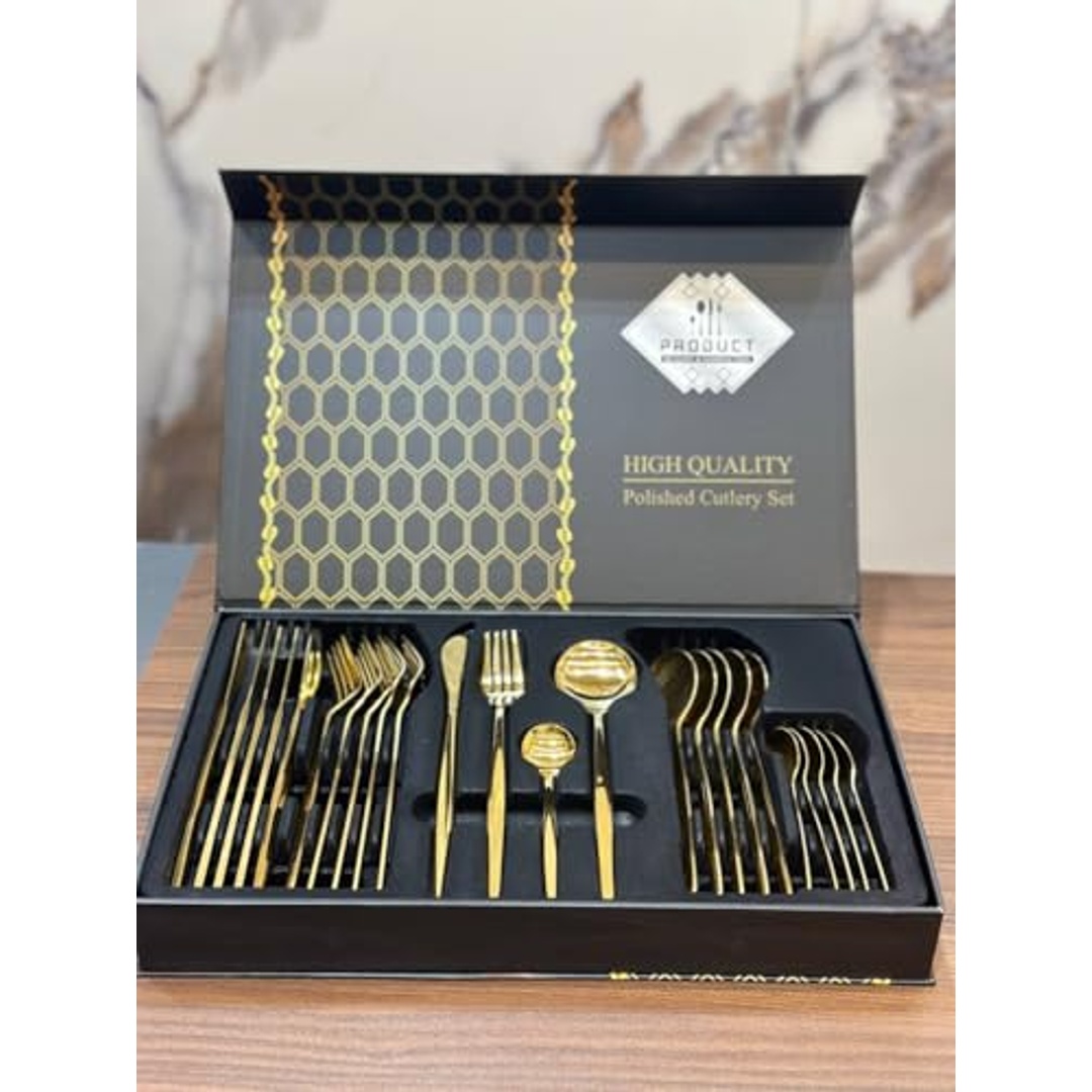 طقم ملاعق وشوك وسكاكين مائدة مع حامل - 24 قطعة