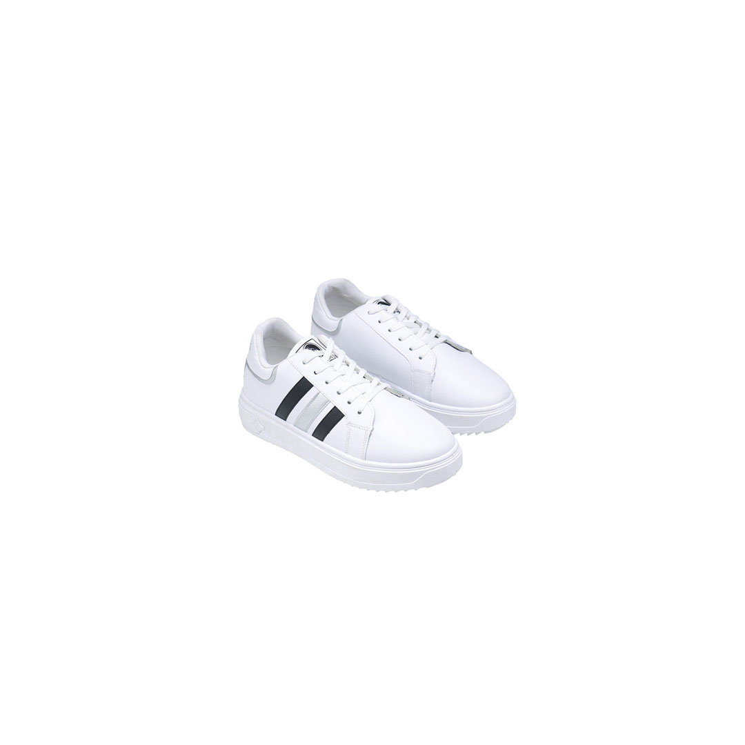 سنيكيرز حريمي جلد - أبيض/أسود