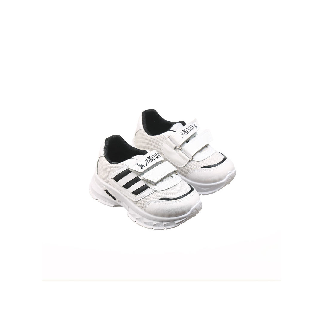 Amoun Kids Leather Slip-On Sneakers Black White