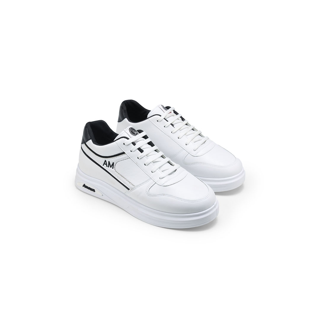 سنيكيرز رجالي جلد - أبيض/أسود