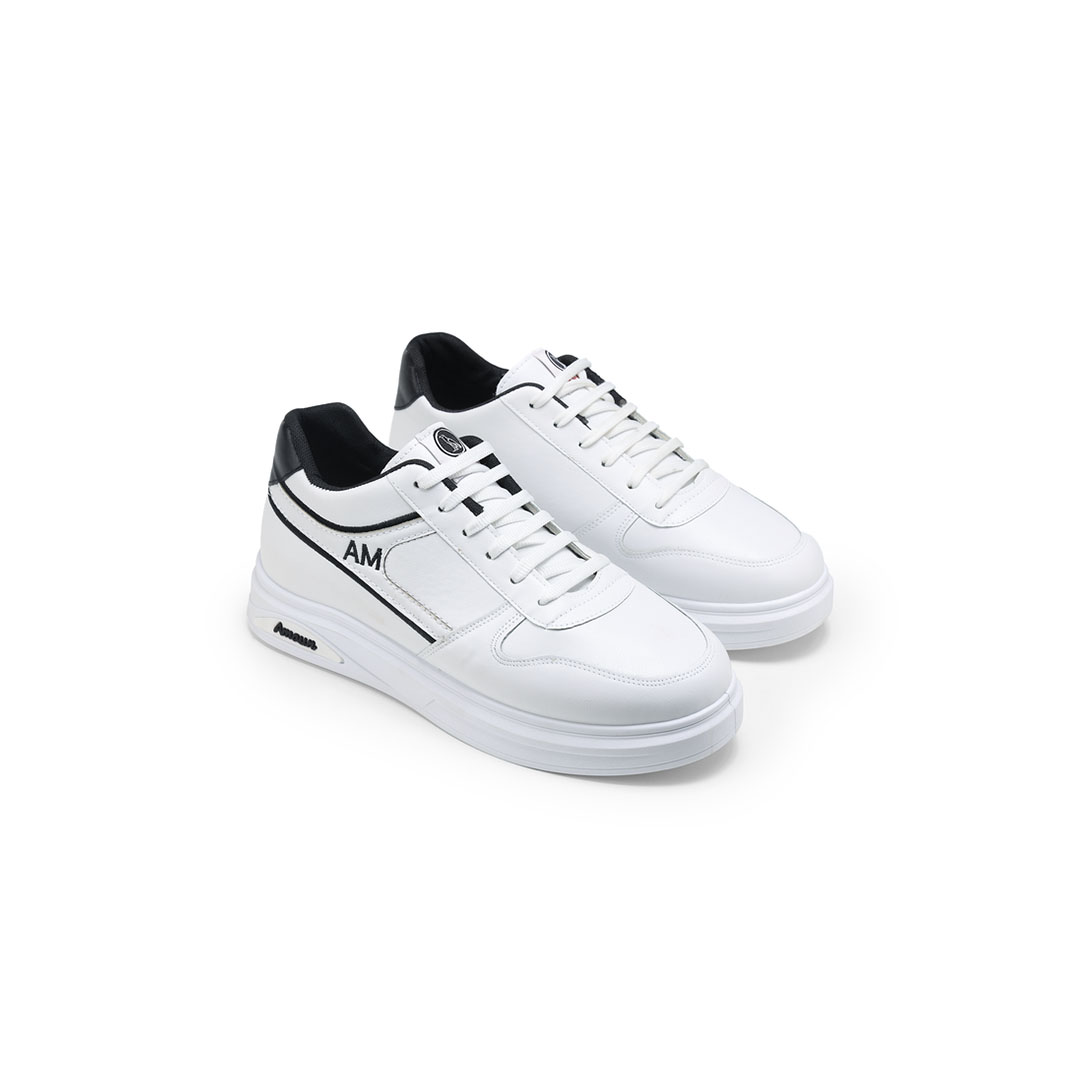 سنيكيرز رجالي جلد - أبيض/أسود