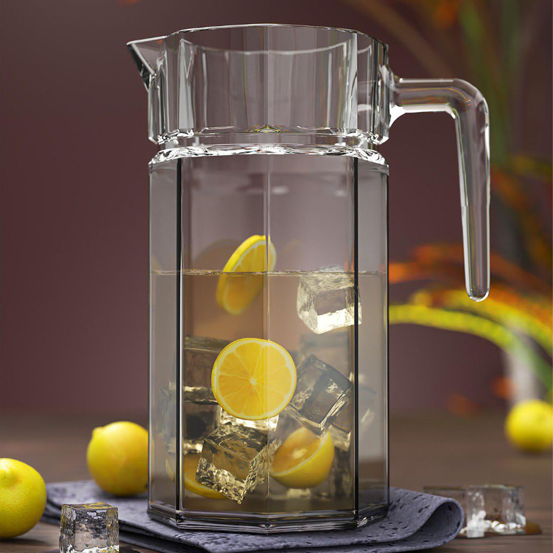 دورق سداسي كوشينا POLY - قطعة واحدة - زجاج شفاف