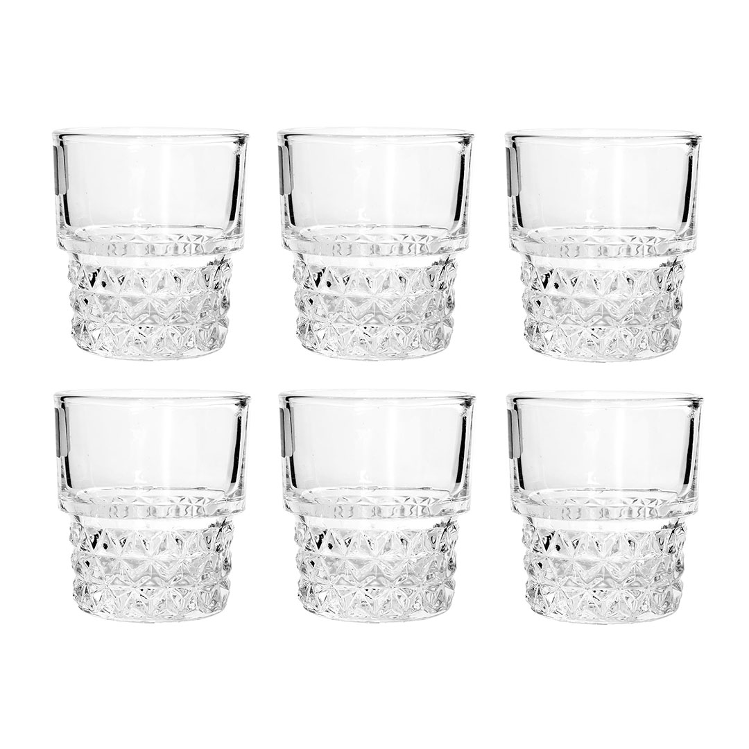 طقم قهوة مايوركا - 6 قطع - زجاج شفاف