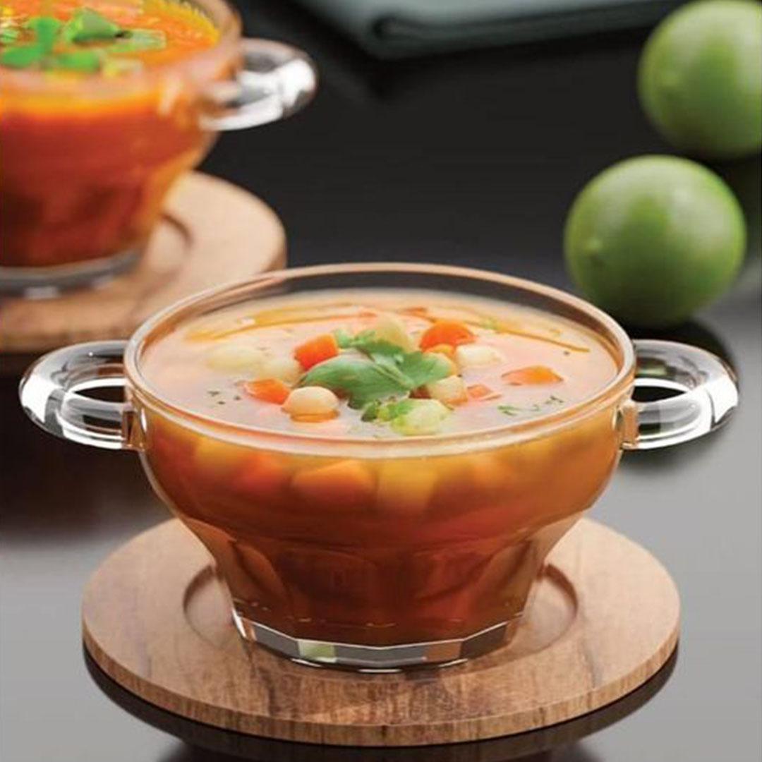 طقم مج شوربة لوكسر - 2 قطعة - زجاج شفاف