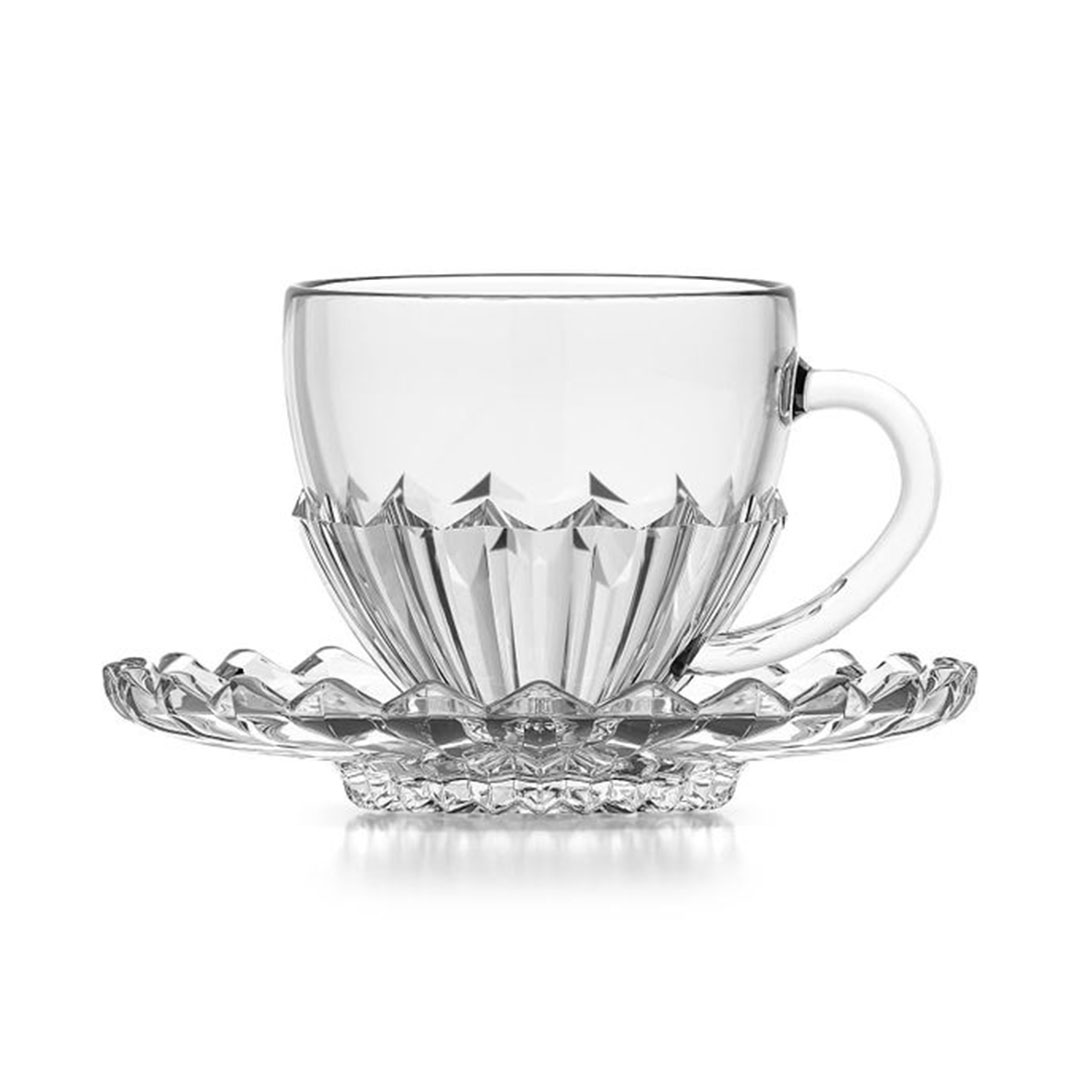 طقم قهوة برازيلينو بالطبق - 6 أكواب + 6 أطباق - زجاج شفاف