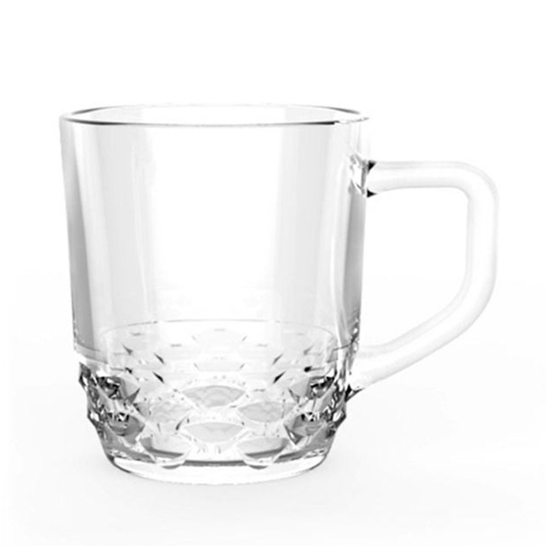 طقم مج قهوة ستانلي سادة - 6 قطع - زجاج شفاف