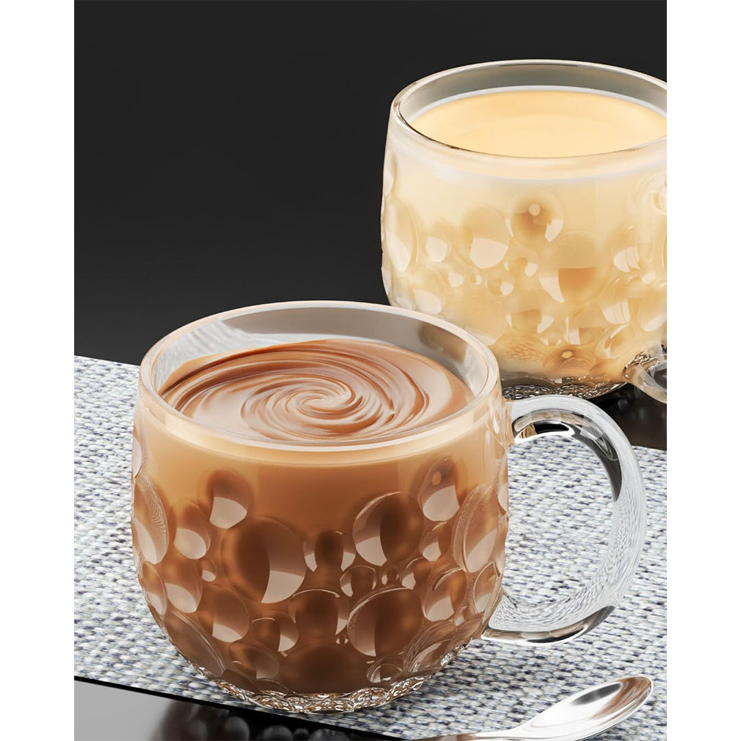 طقم مج لاتيه كاندي - 3 قطع - زجاج شفاف