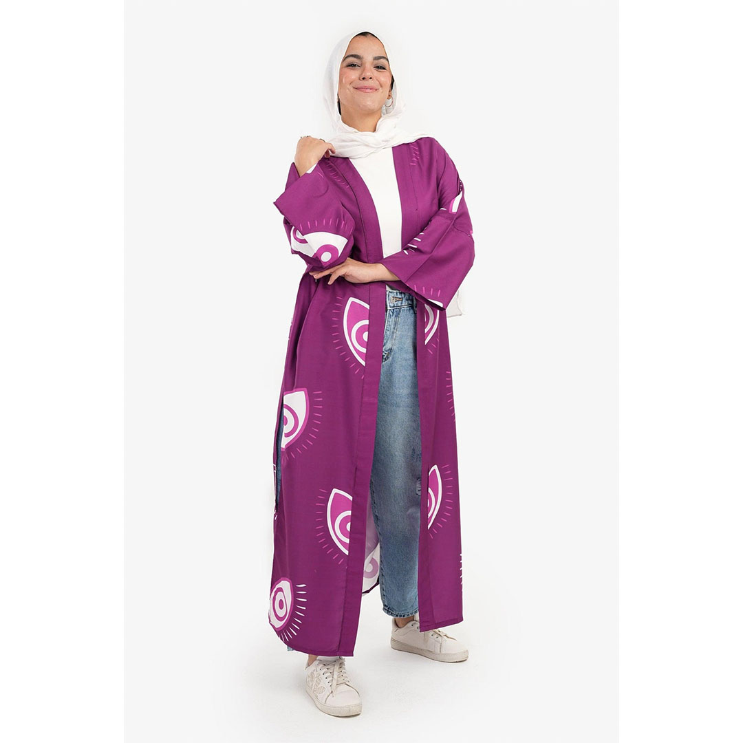 كيمونو مطبوع عيون بكم طويل حريمي 17265