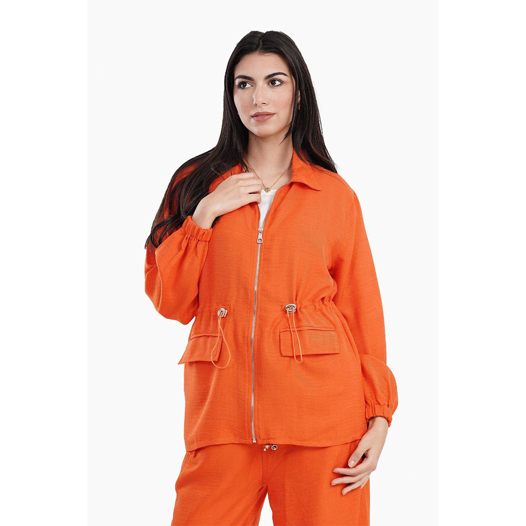 جاكيت كتان برباط وسط حريمي 17272