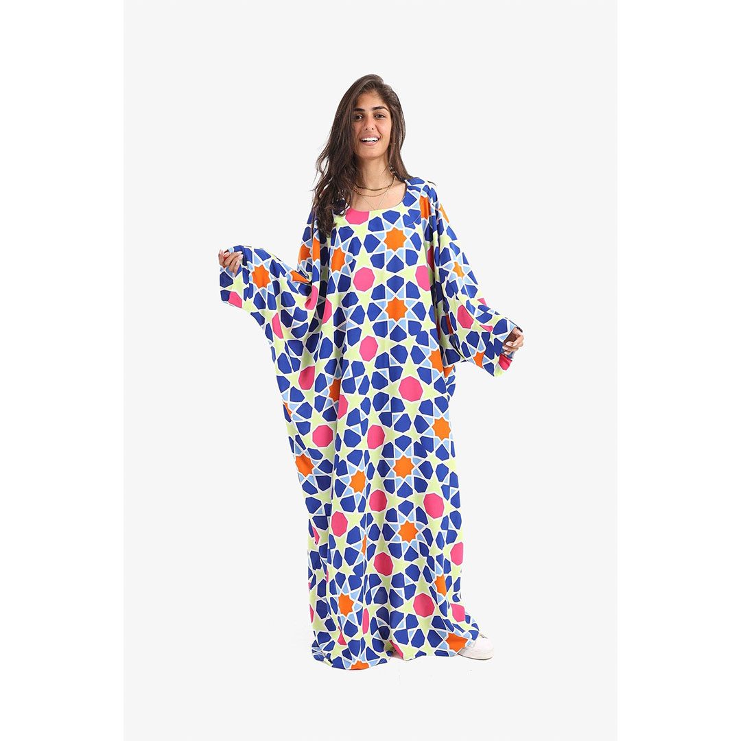 فستان بكم طوبل مطبوع حريمي 17295