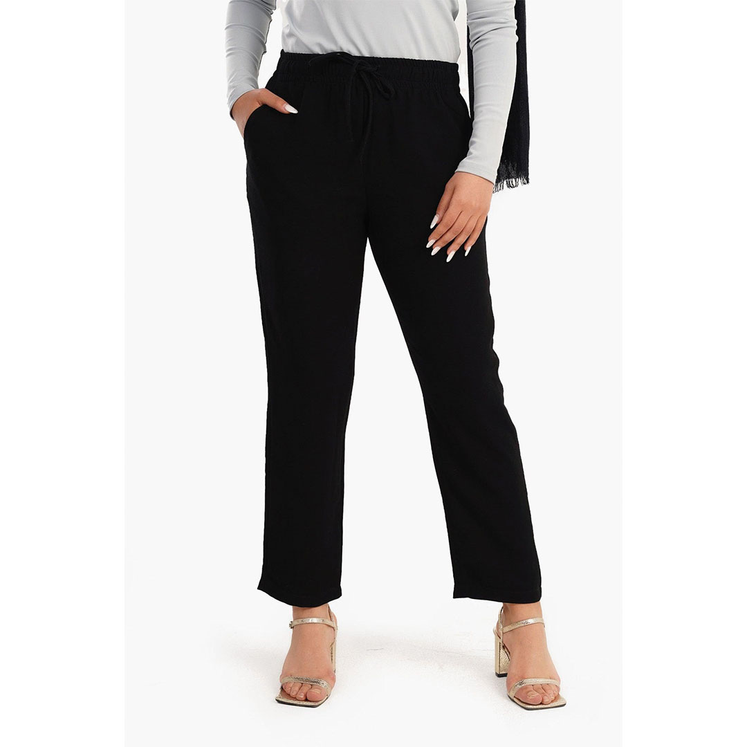 بنطلون استريت ليج بجيوب حريمي - أسود 17339