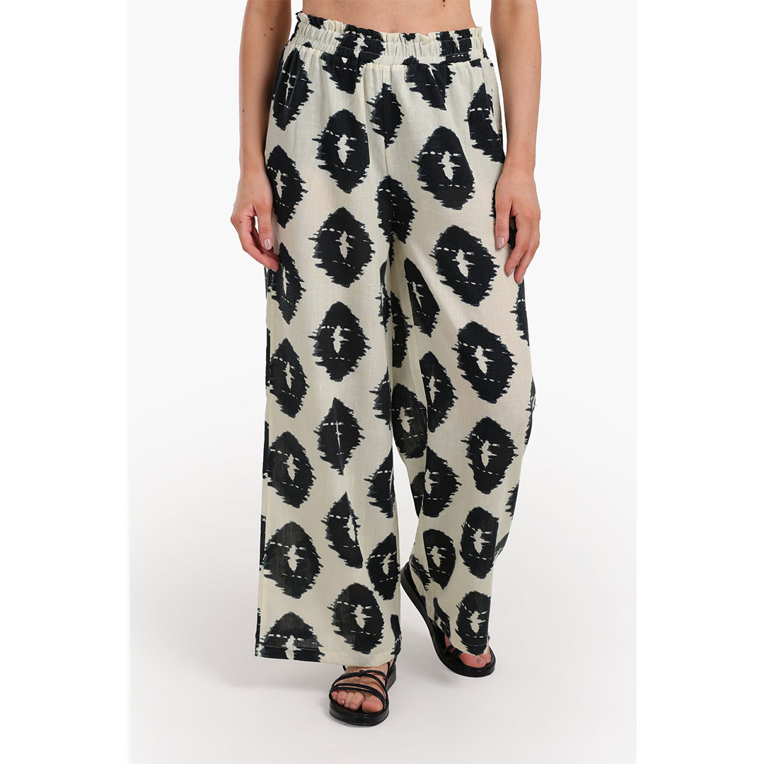 بنطلون حريمي مطبوع - أوف وايت 17823