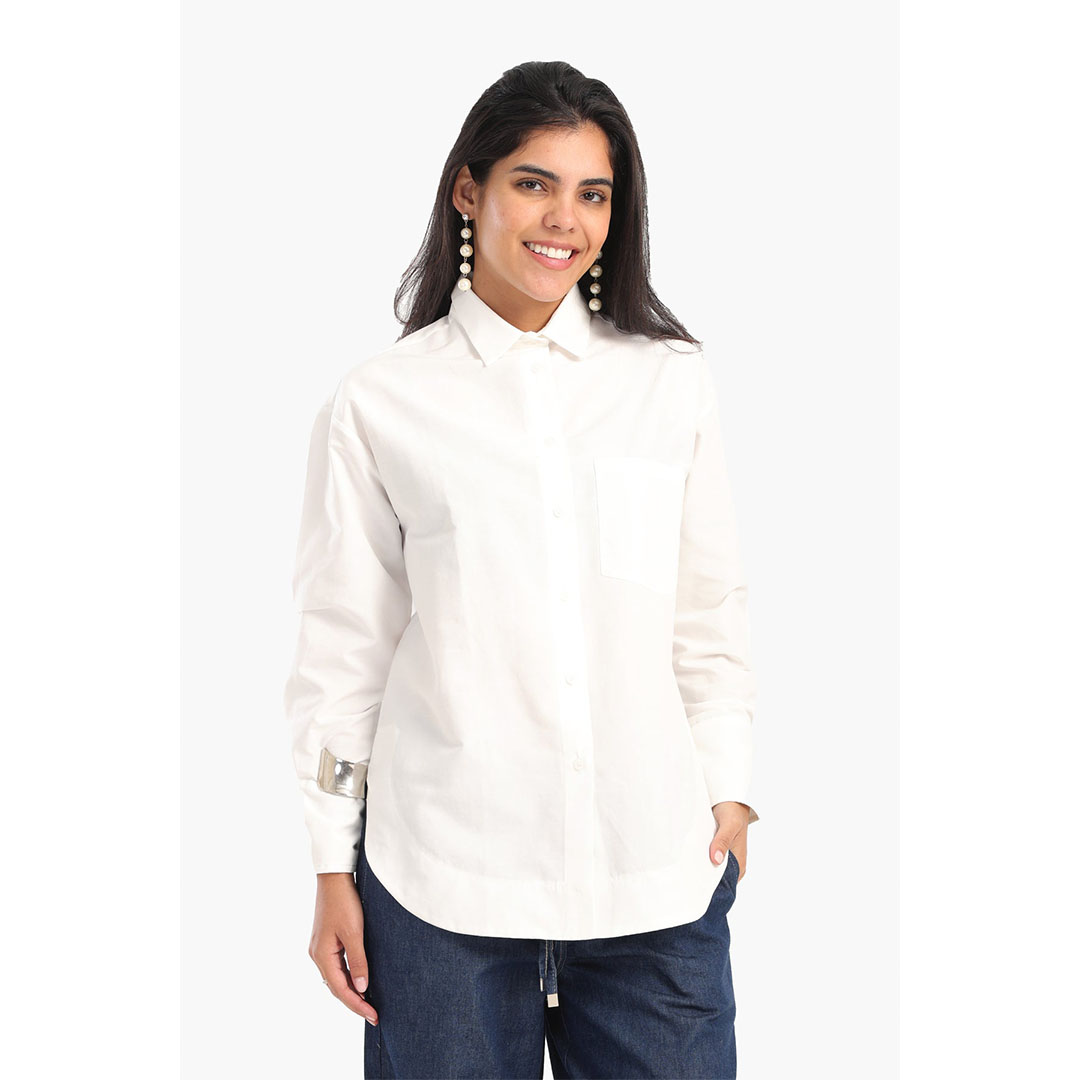 قميص فيسكوز مريح حريمي - أبيض