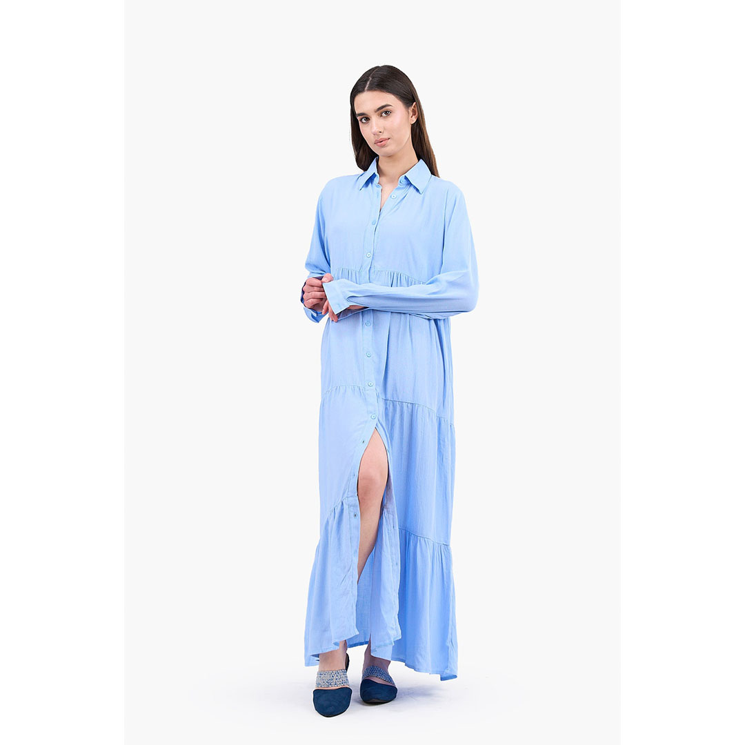 فستان كلاسيكي مريح حريمي - أزرق فاتح