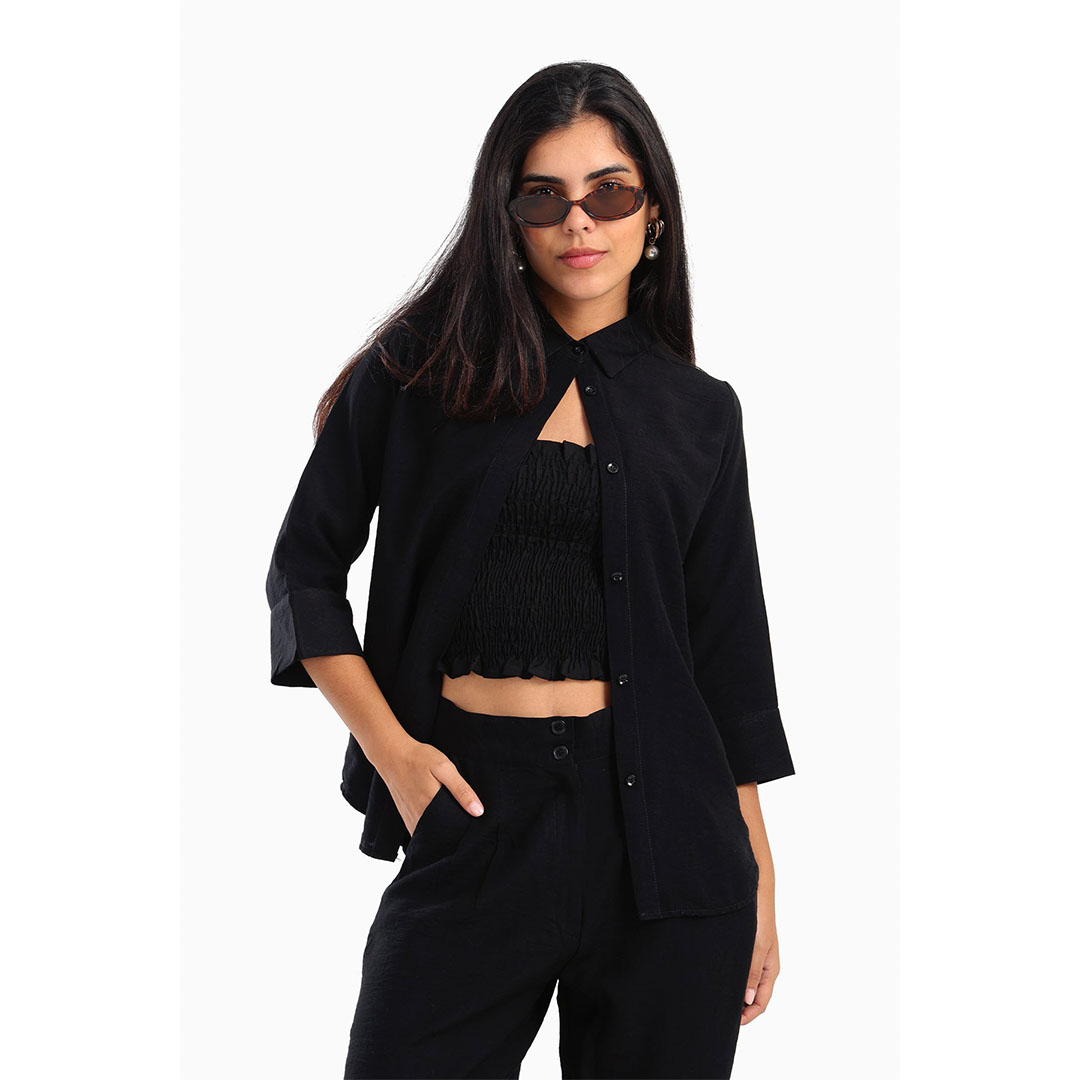 قميص مع شريط مخفي كامل حريمي