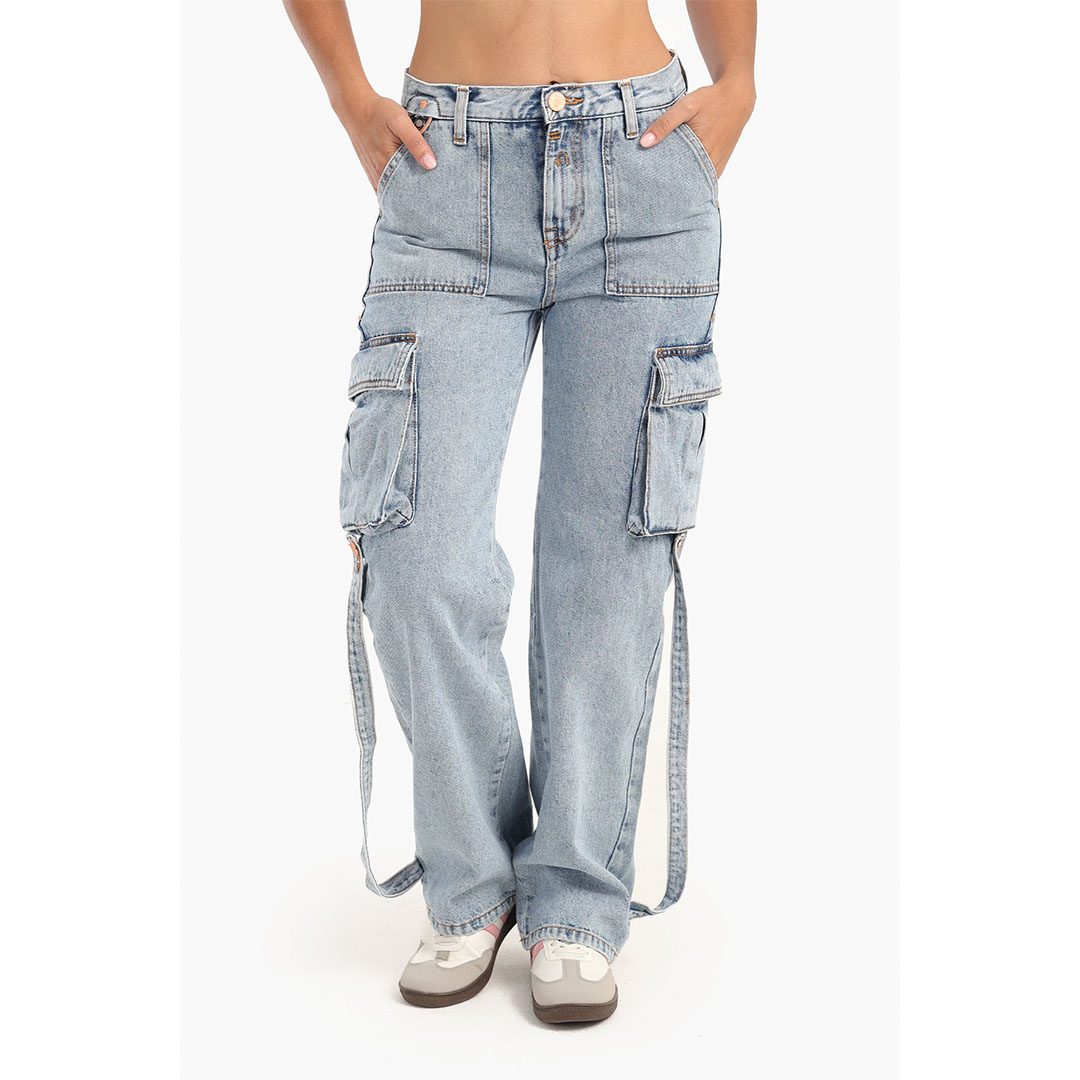 بنطلون كارجو بيجيوب حريمي - أزرق فاتح 17925