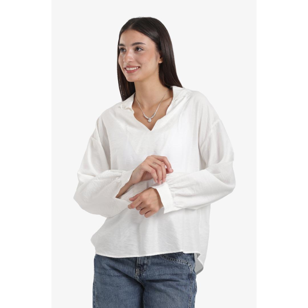 بلوزة بياقة على شكل حرف V حريمي - 17957