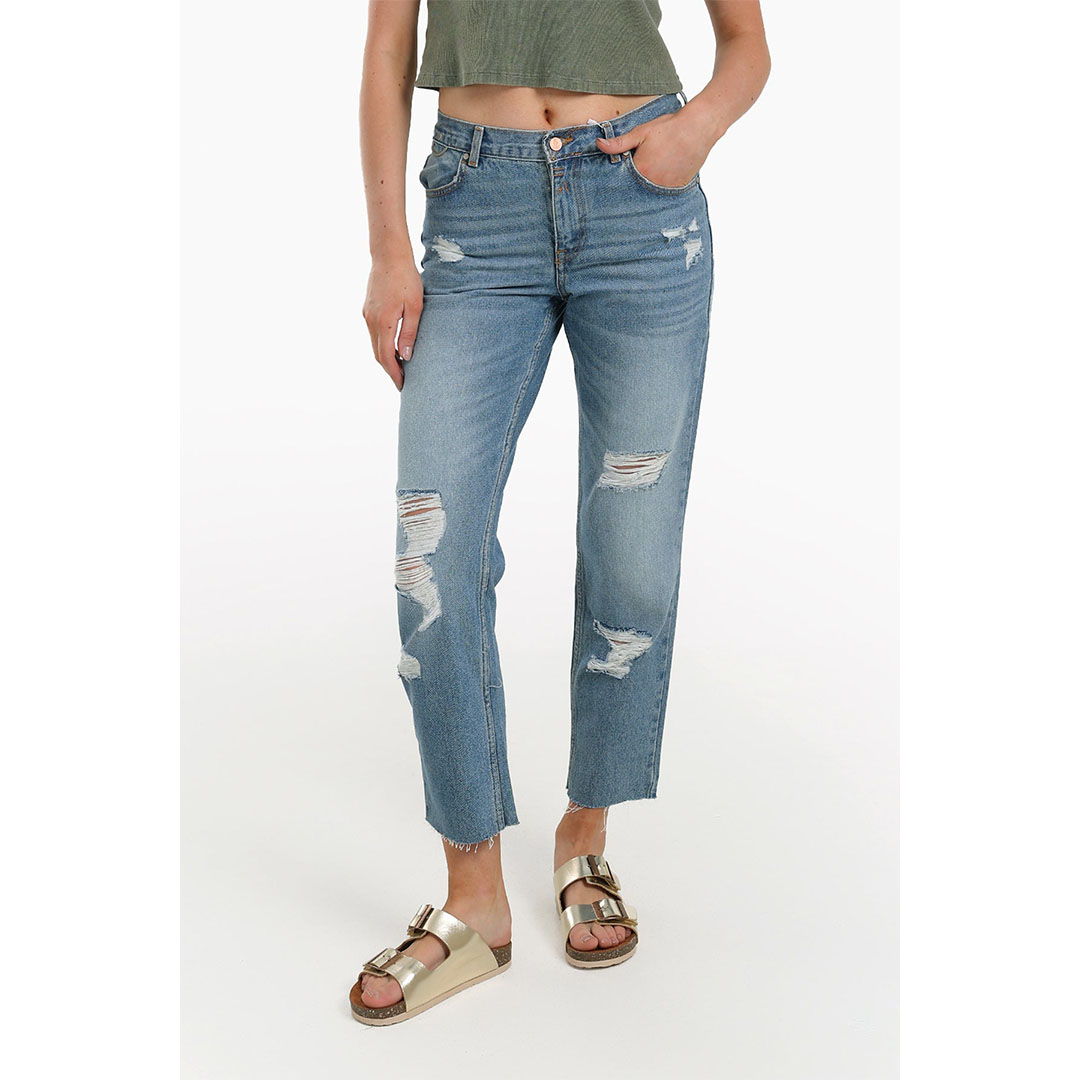 بنطلون جينز مقطع حريمي - أزرق 17996