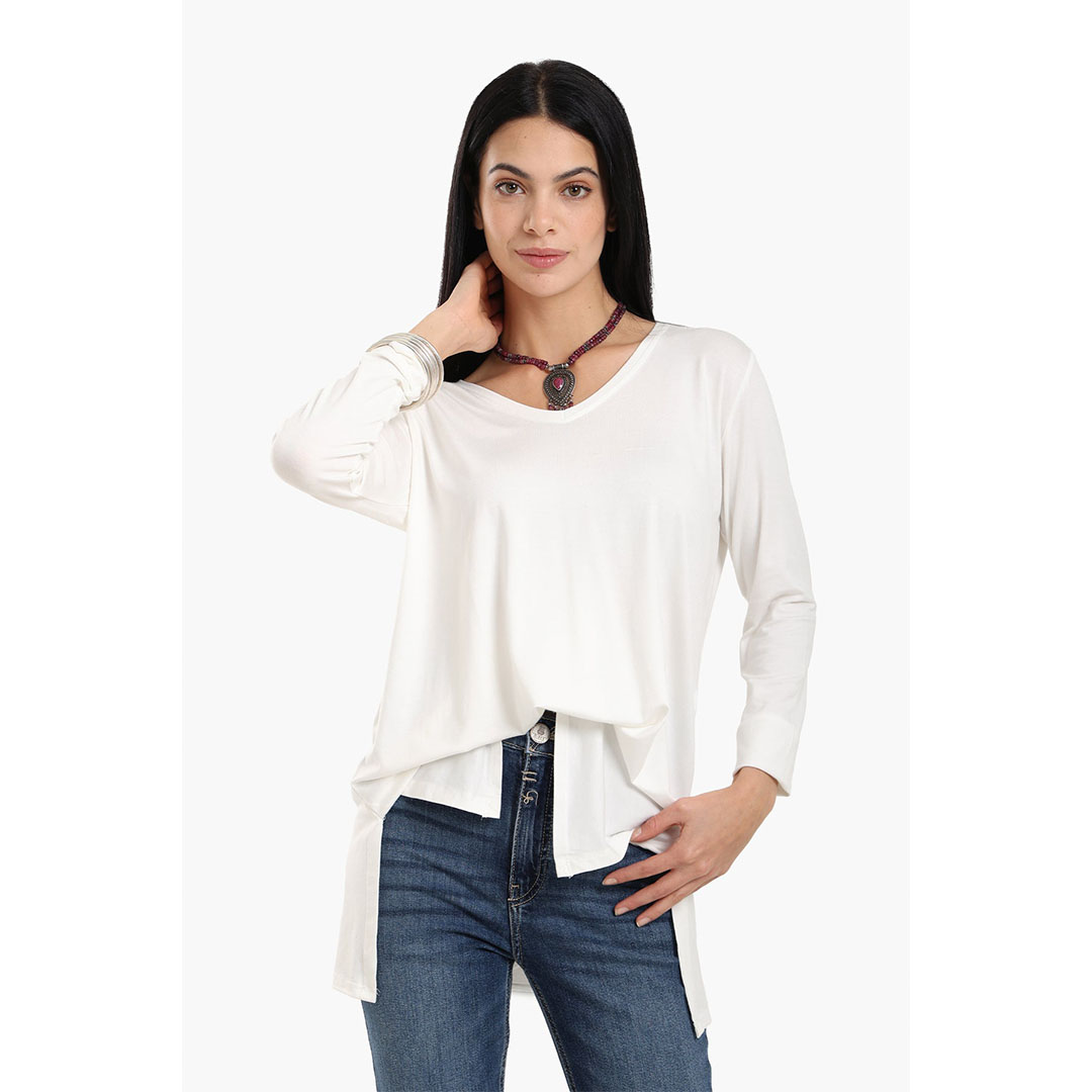 بلوزة فيسكوز بأكمام طويلة حريمي 18024