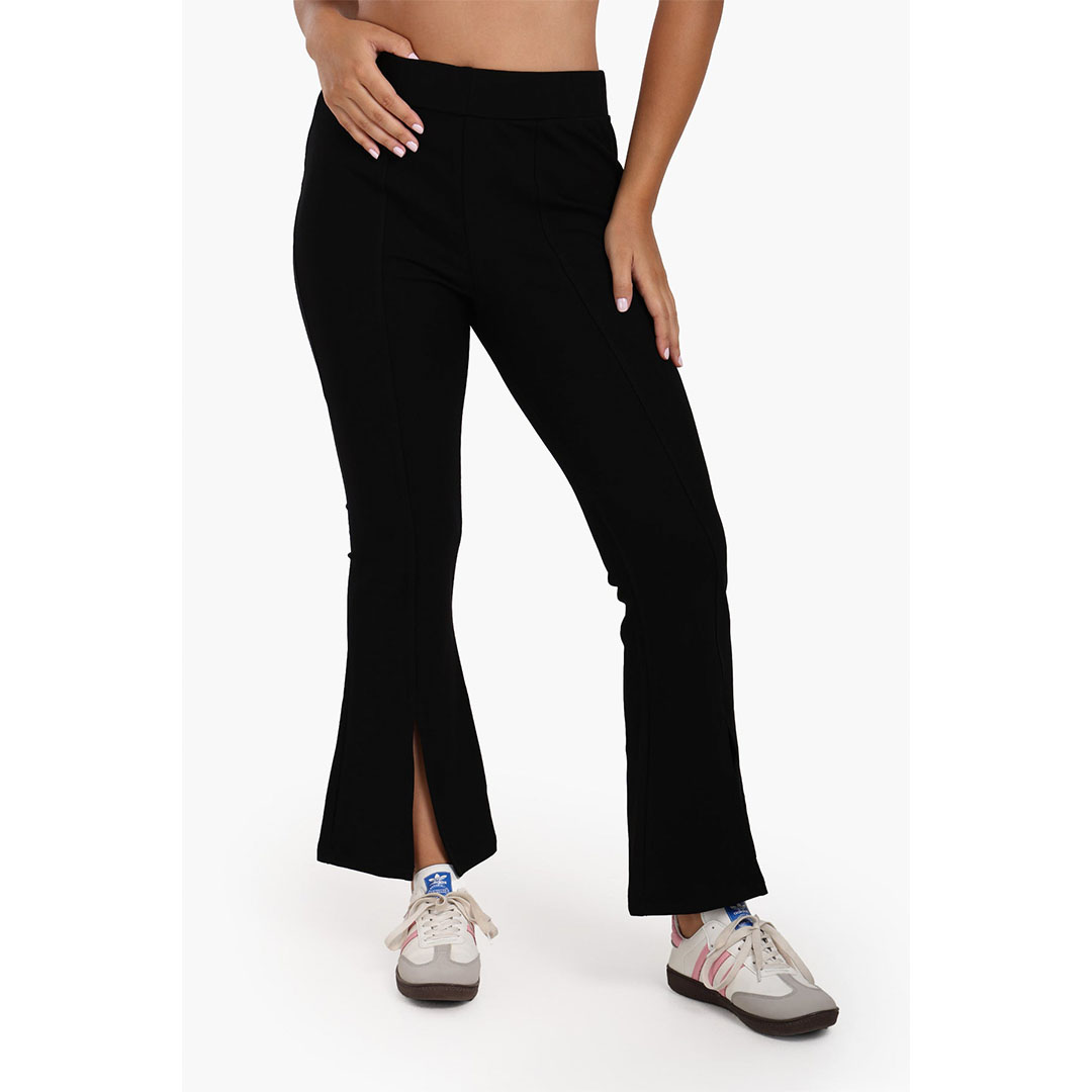 بنطلون واسع بفتحة أمامية حريمي - أسود