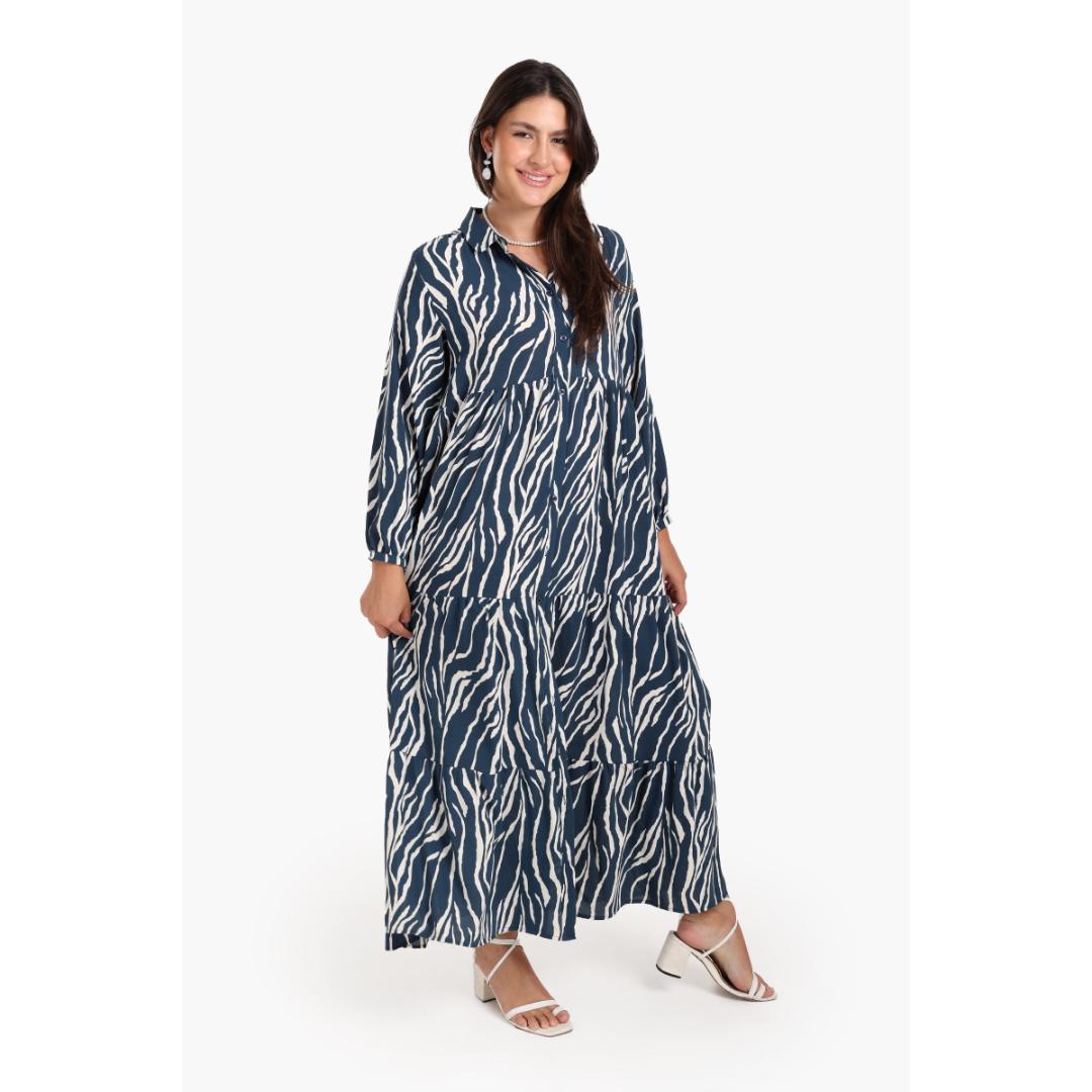 فستان بنقشة جلد الحمار الوحشي حريمي - 18036