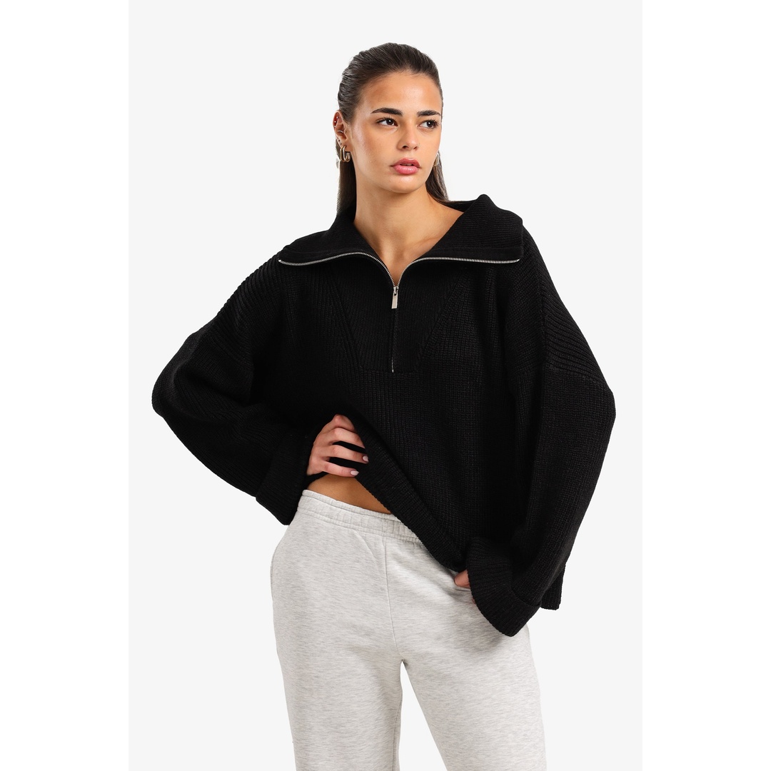 بلوفر صوف محبوكة بنصف سوستة - 18173