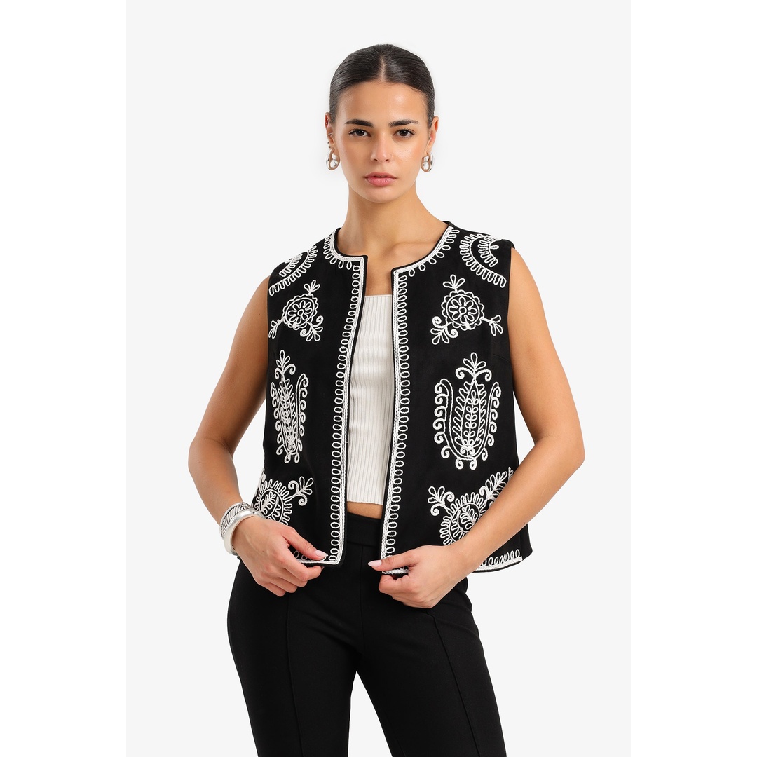 فيست مفتوح مطرزة - أسود - 18227