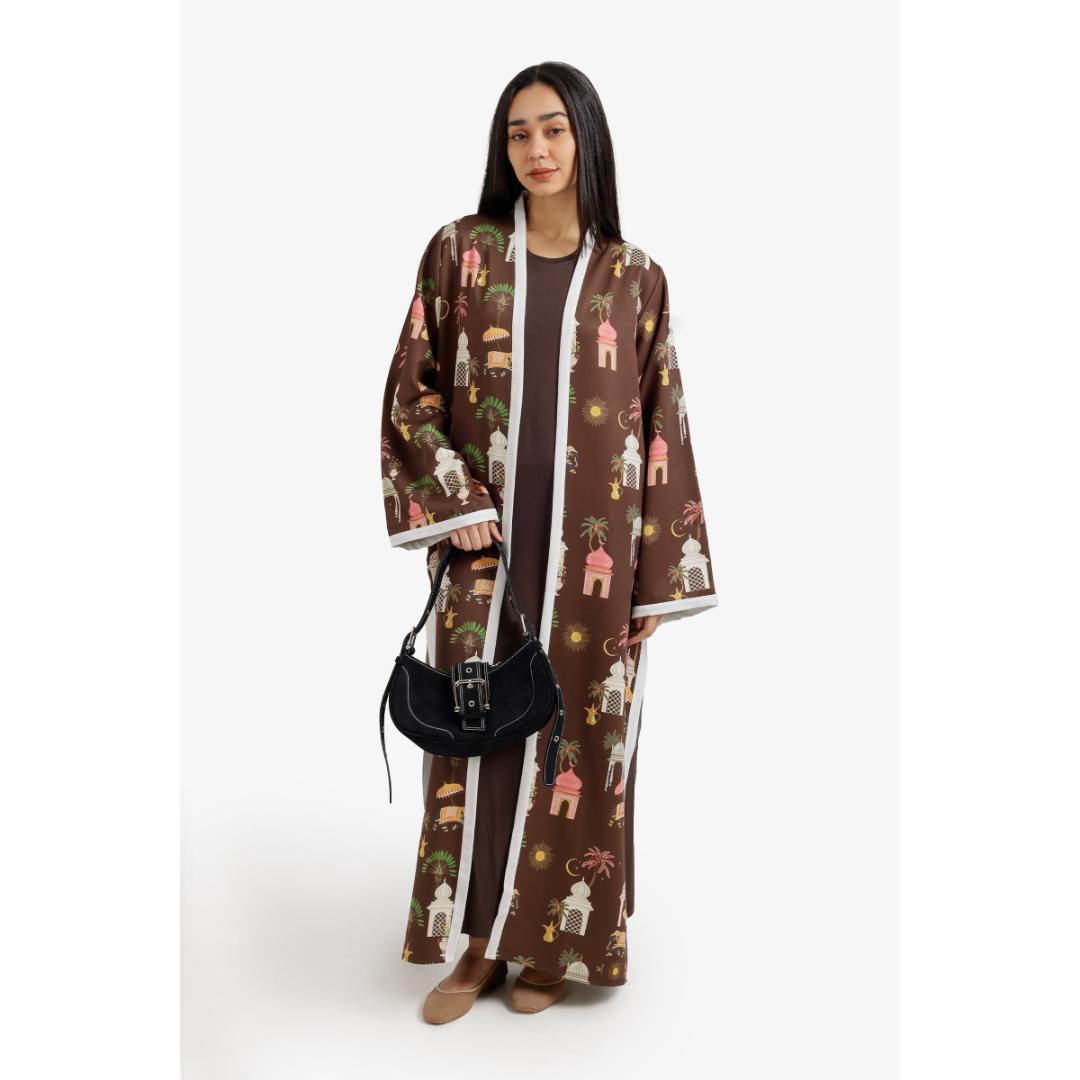 كيمونو مطبوع بحواف متباينة حريمي - 18407