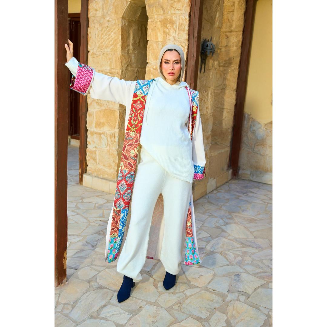 كيمونو بغطاء رأس مرقع حريمي - 18454