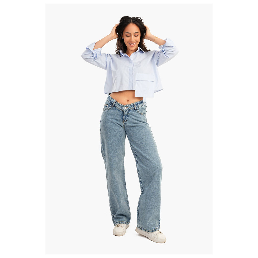 قميص كارينا قصير حريمي كاجوال - أزرق 55786