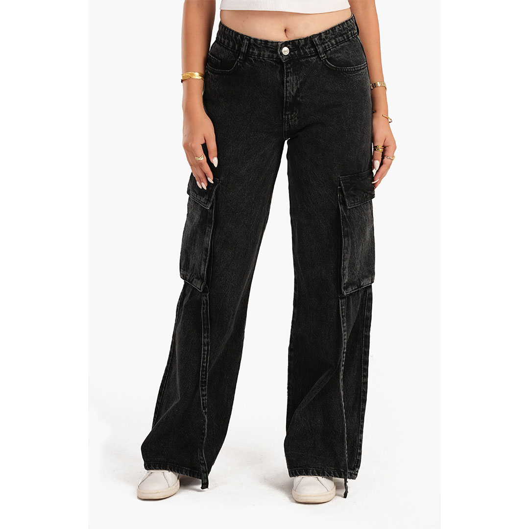 بنطلون كارينا كارغو حريمي جينز - رمادي غامق 56037