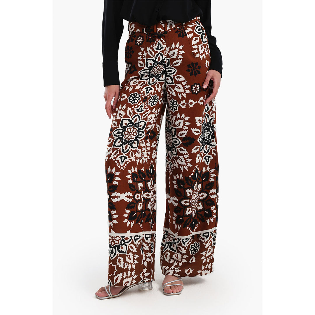 بنطلون حريمي بحزام بطبعة كاملة 56481