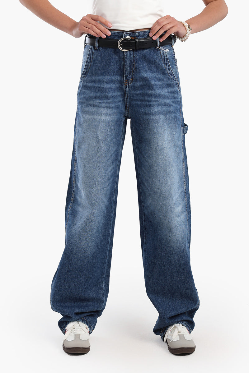 بنطلون جينز كارينا مغسول وسط عالي 56686