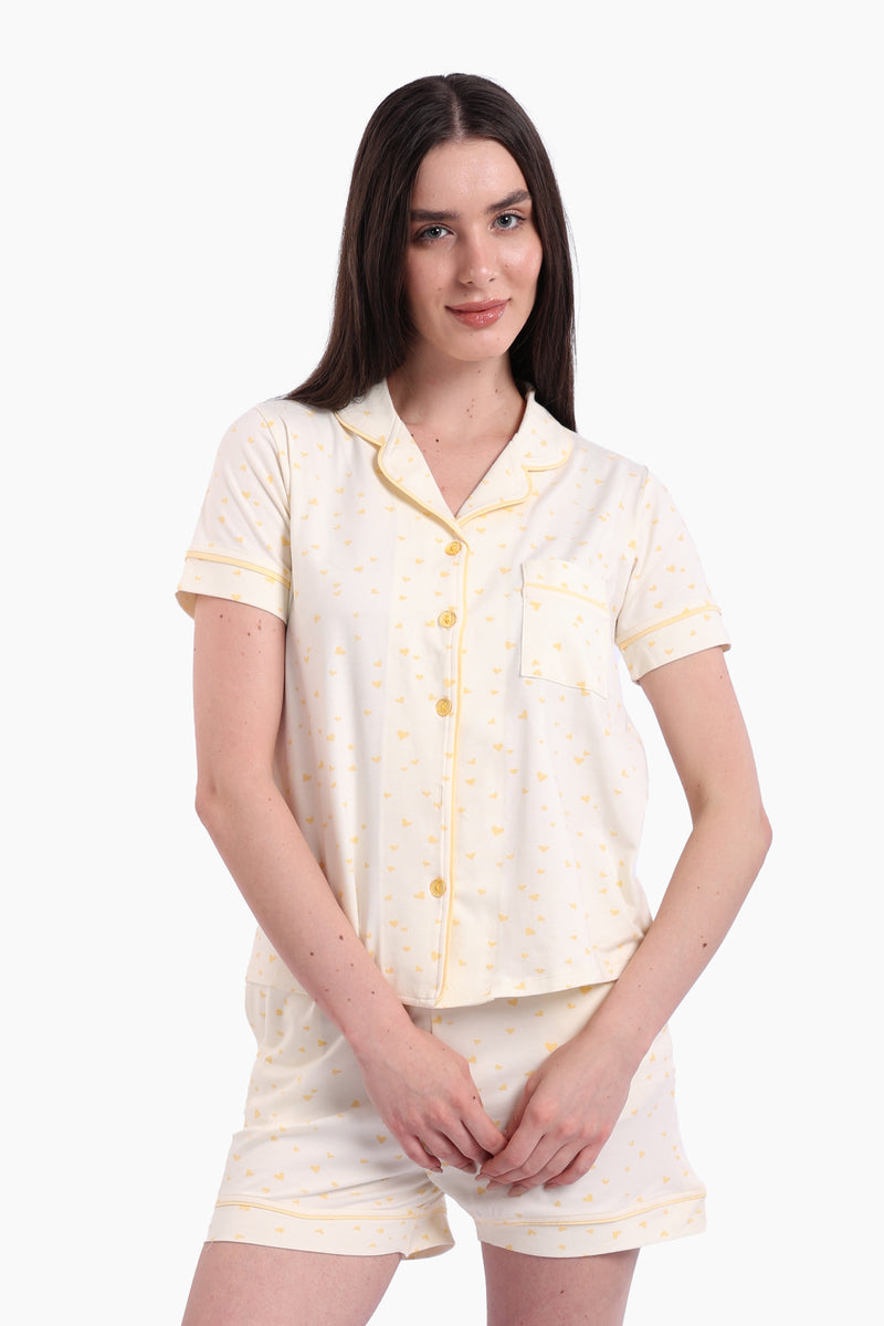 طقم بيجامة قطن كارينا بقلوب صفراء 56867