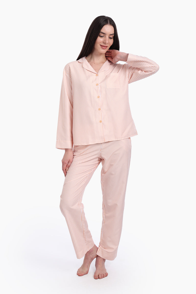 طقم بيجامة كارينا بخطوط برتقالي 56933