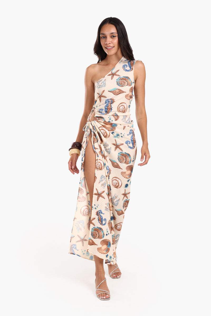 فستان كارينا للشاطئ بنقشة صدفة البحر 57185