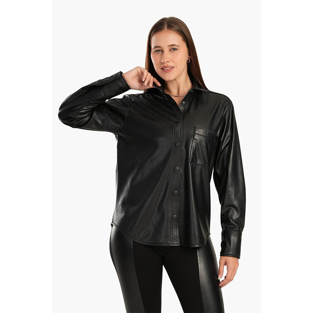 17526 قميص جلد بأزرار حريمي