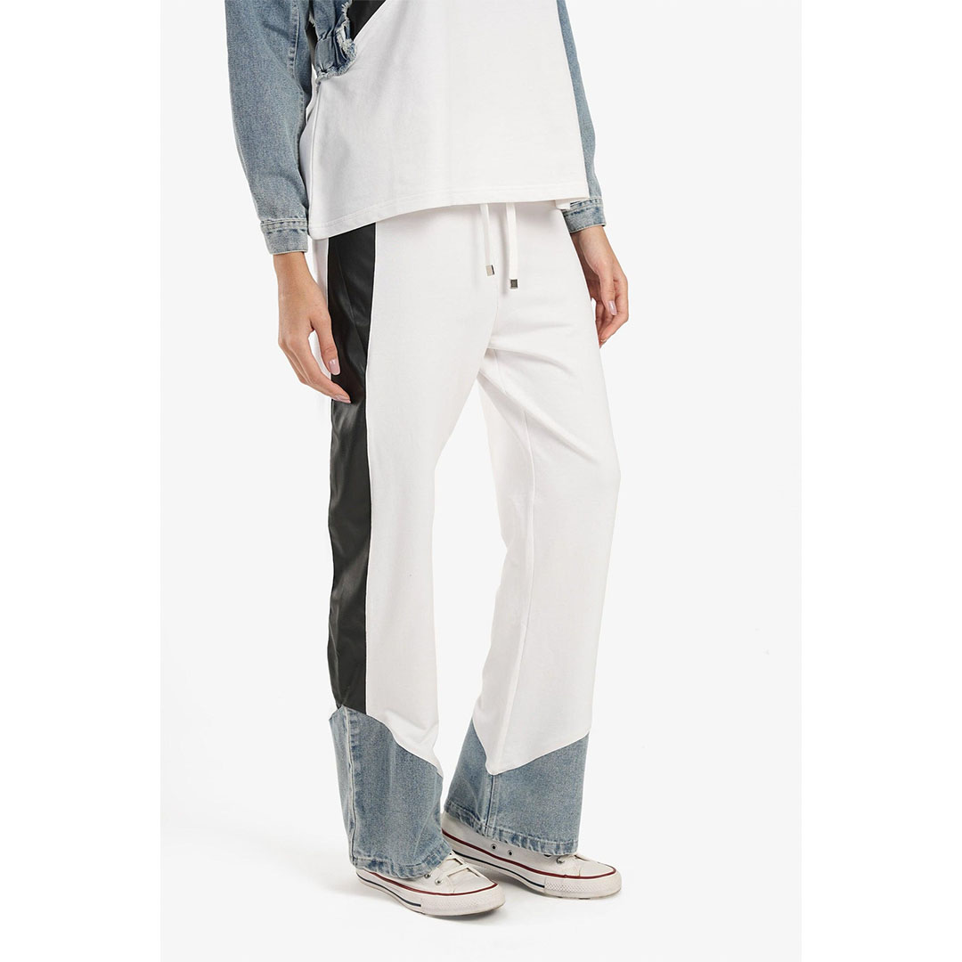 بنطلون واسع بأقمشه مختلفه حريمي - أبيض 17590