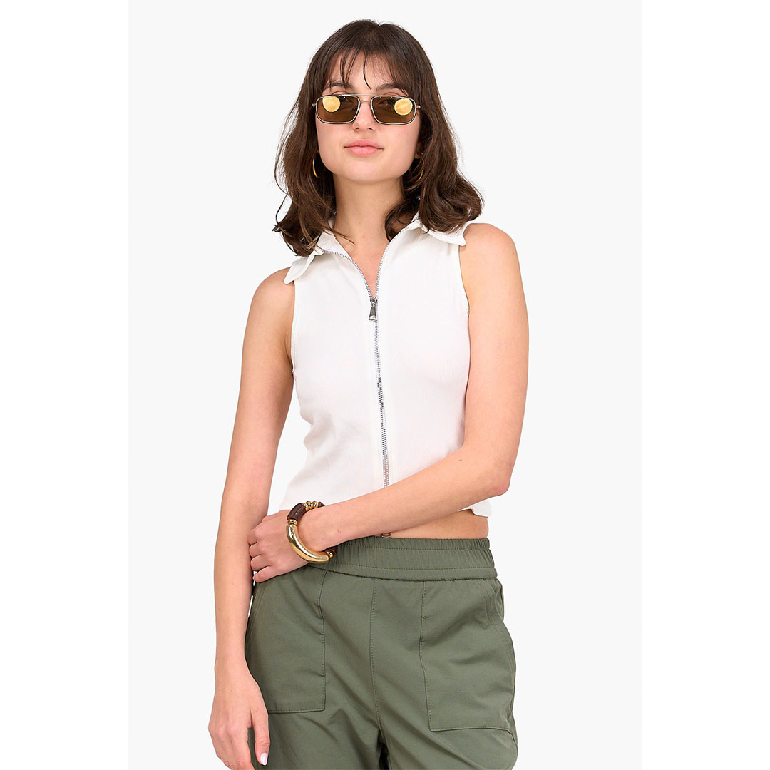 توب قصيرة مضلعة بدون أكمام حريمي 17769