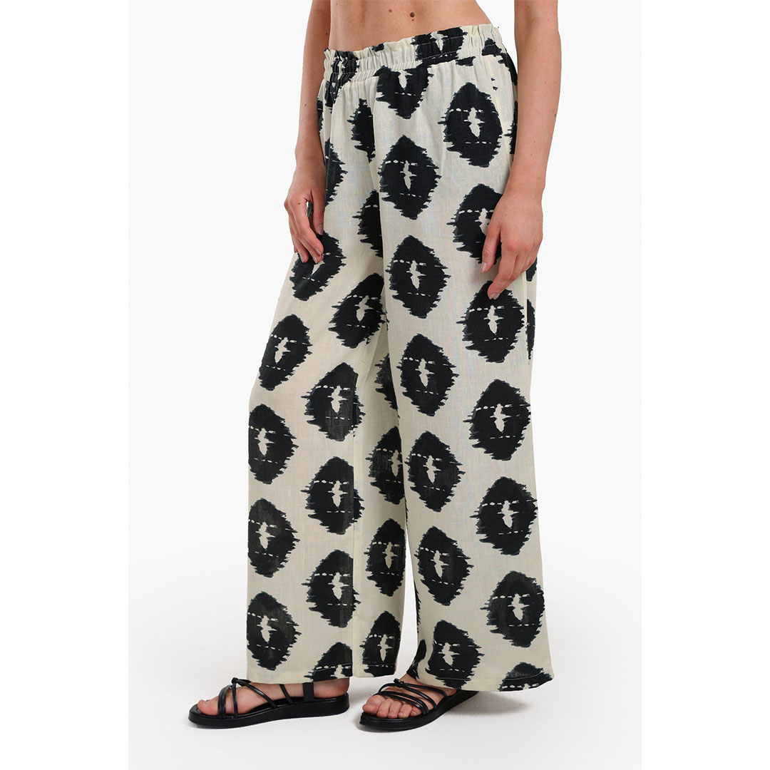 بنطلون حريمي مطبوع - أوف وايت 17823