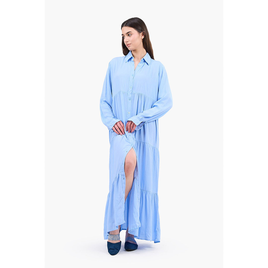 فستان كلاسيكي مريح حريمي - أزرق فاتح