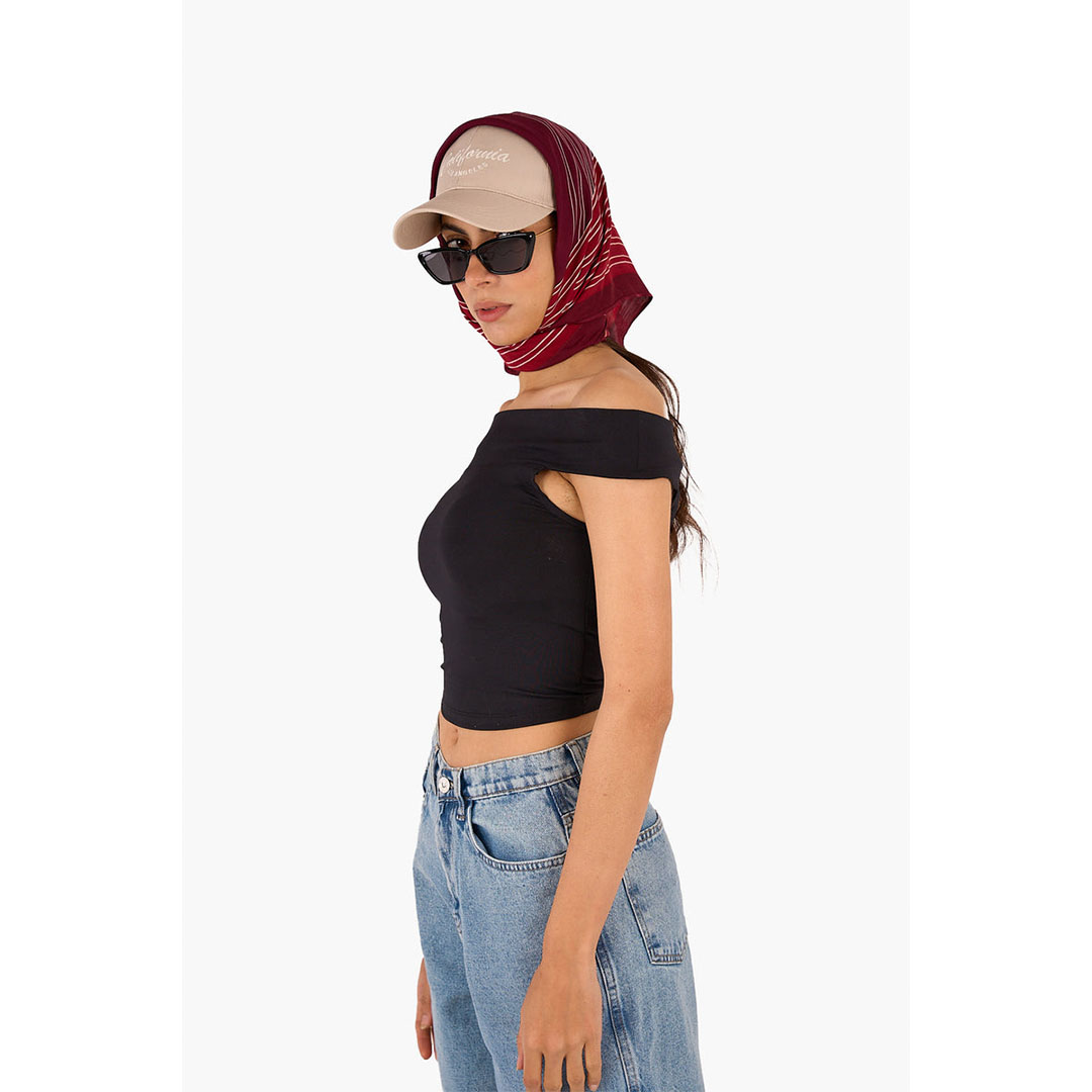 بلوزة قصيرة مكشوفة الكتفين حريمي - أسود