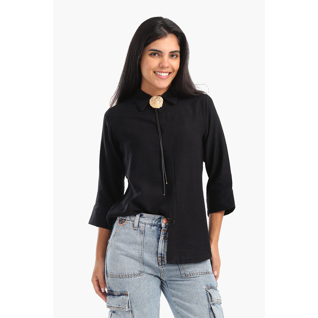 قميص مع شريط مخفي كامل حريمي