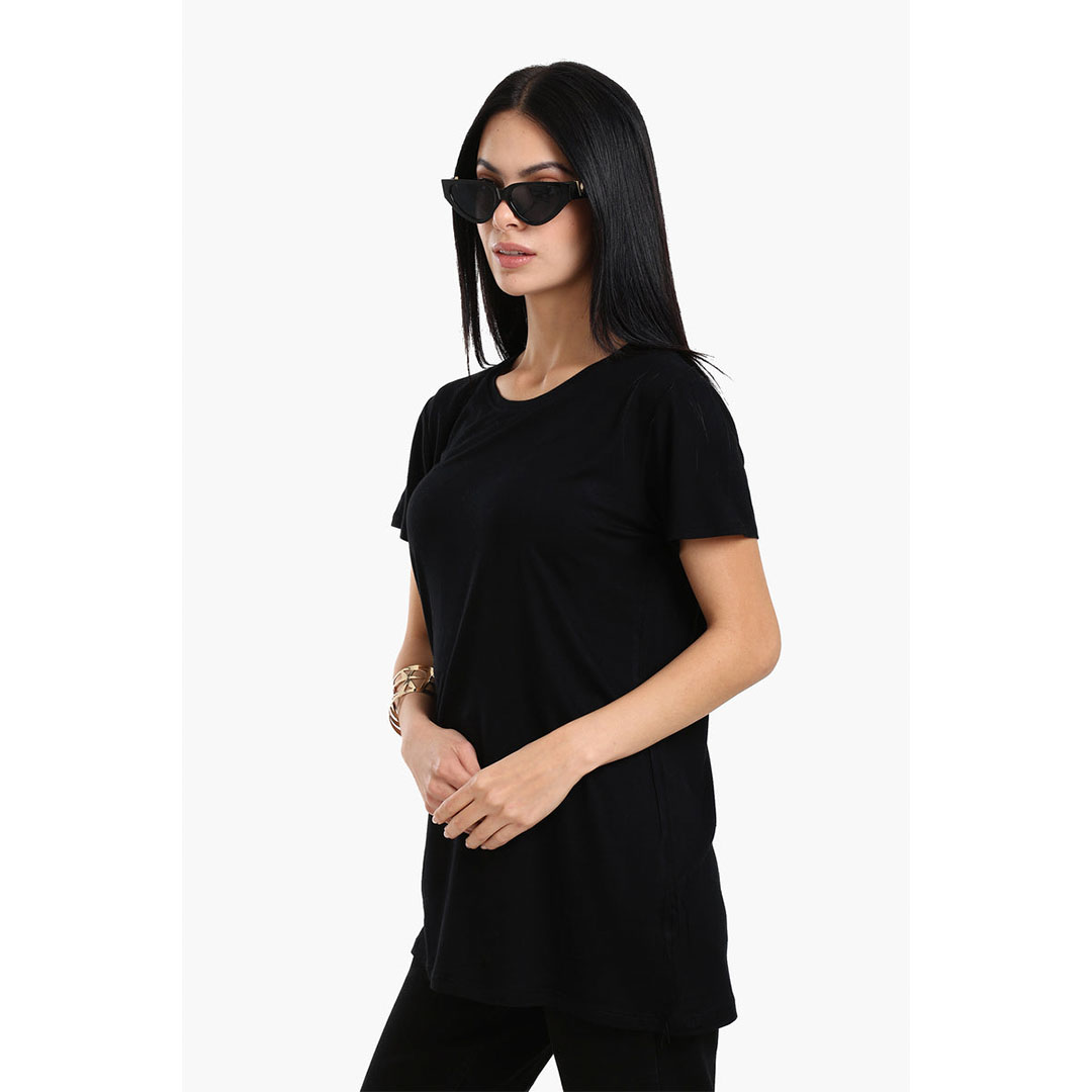 تي شيرت فيسكوز أساسي نصف كم حريمي