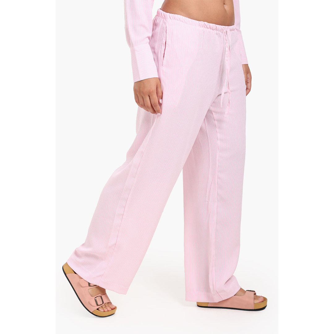 بنطلون مخطط بخصر مطاطي حريمي - روز