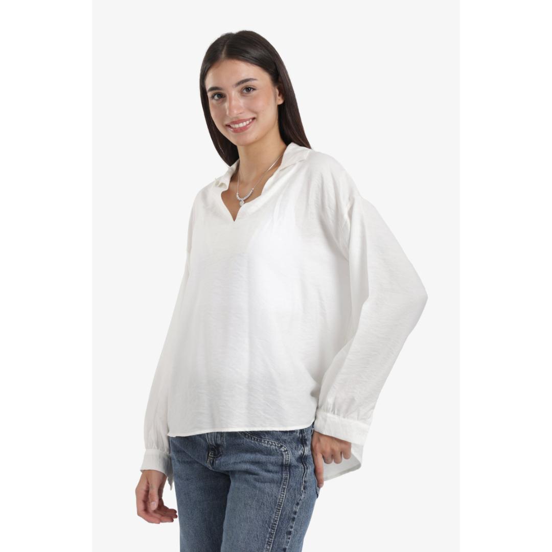 بلوزة بياقة على شكل حرف V حريمي - 17957