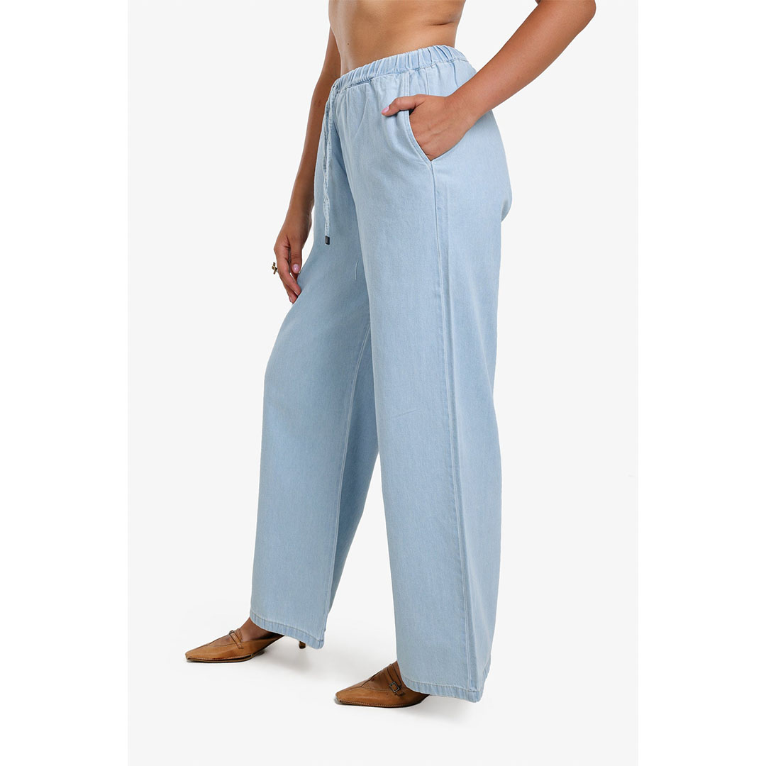بنطلون جينز مريح واسع حريمي - أزرق فاتح