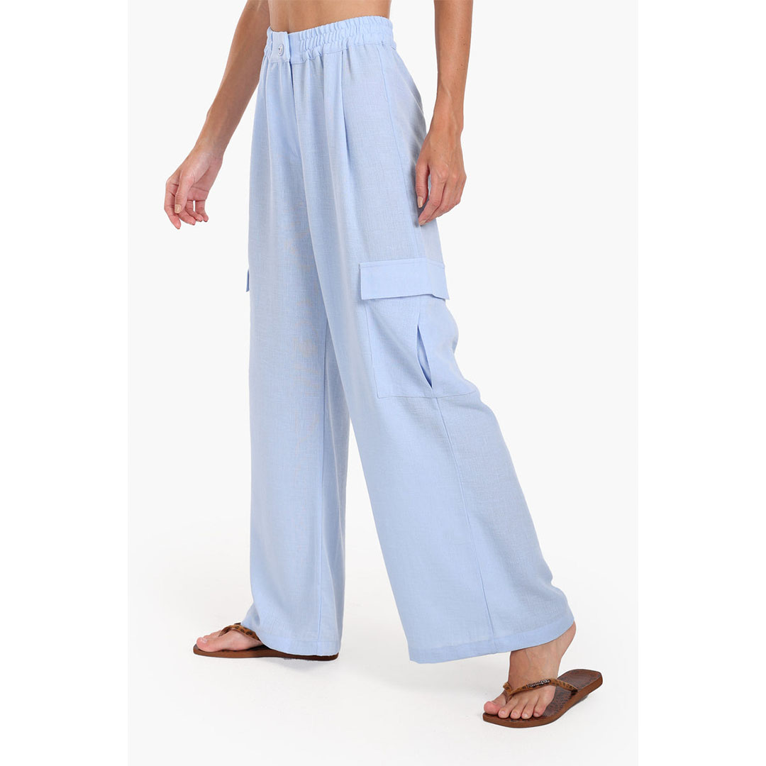 بنطلون كارجو مريح للاسترخاء حريمي - أزرق فاتح