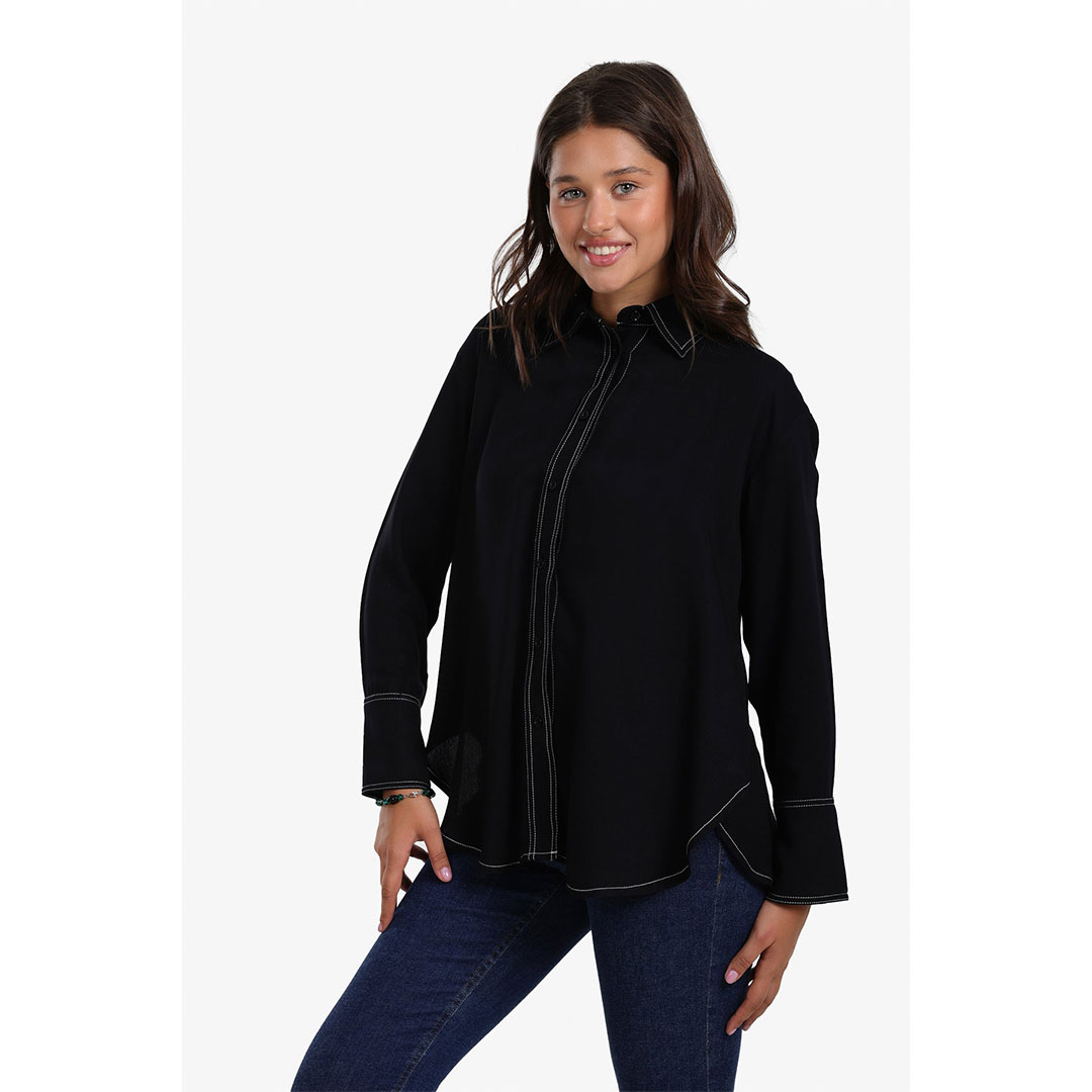 قميص بخياطة متباينة حريمي